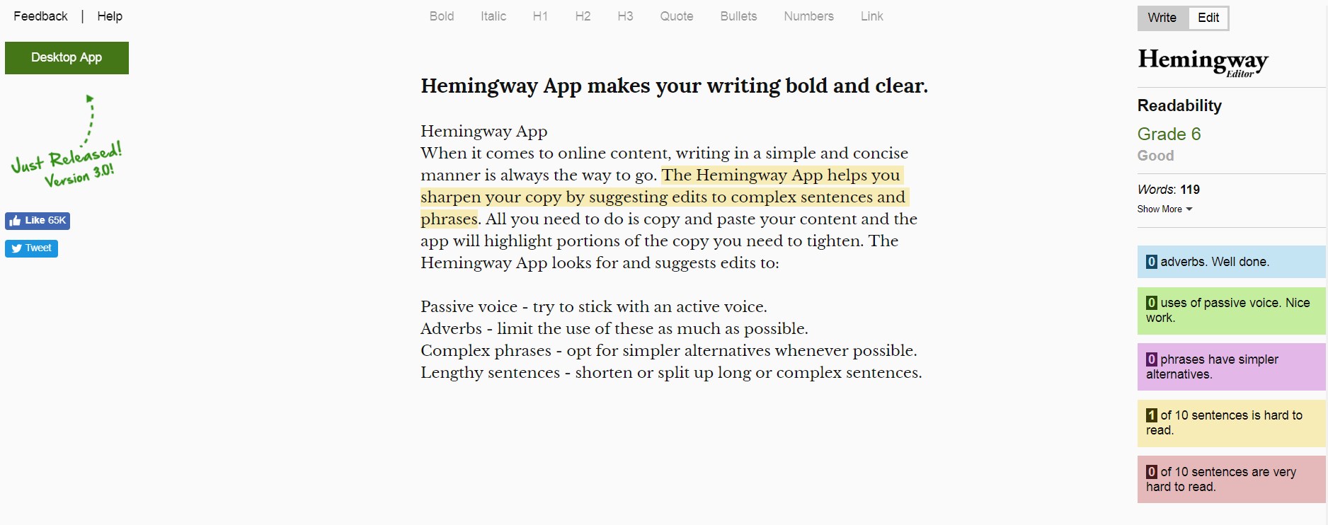How to sharpen your copy with the Hemingway App