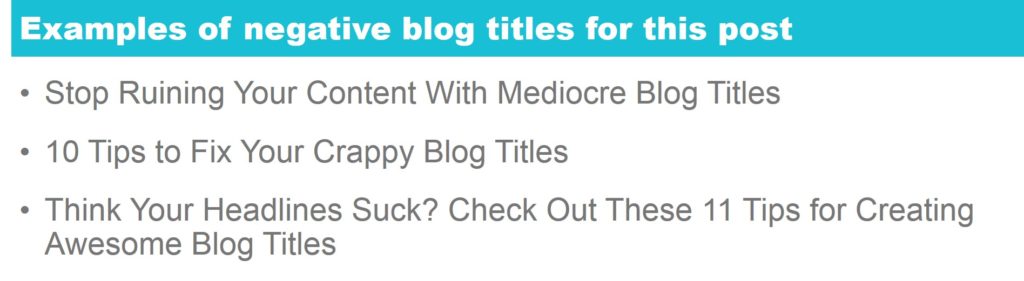 Examples of negative blog titles